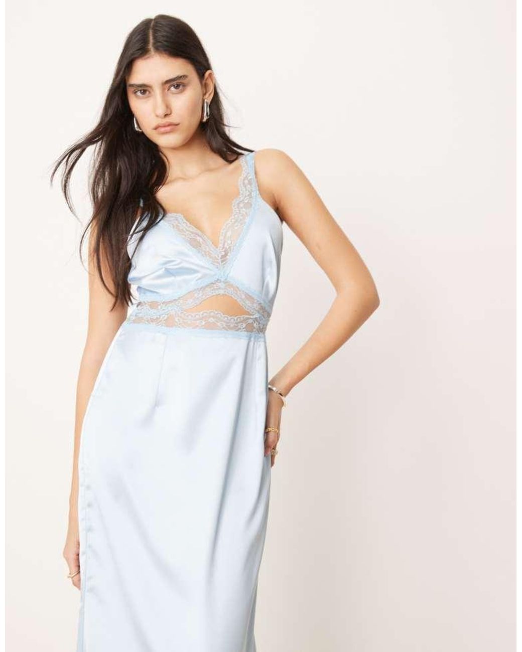 Never Fully Dressed White Mimi Lace Cut-Out Slip Midaxi Dress