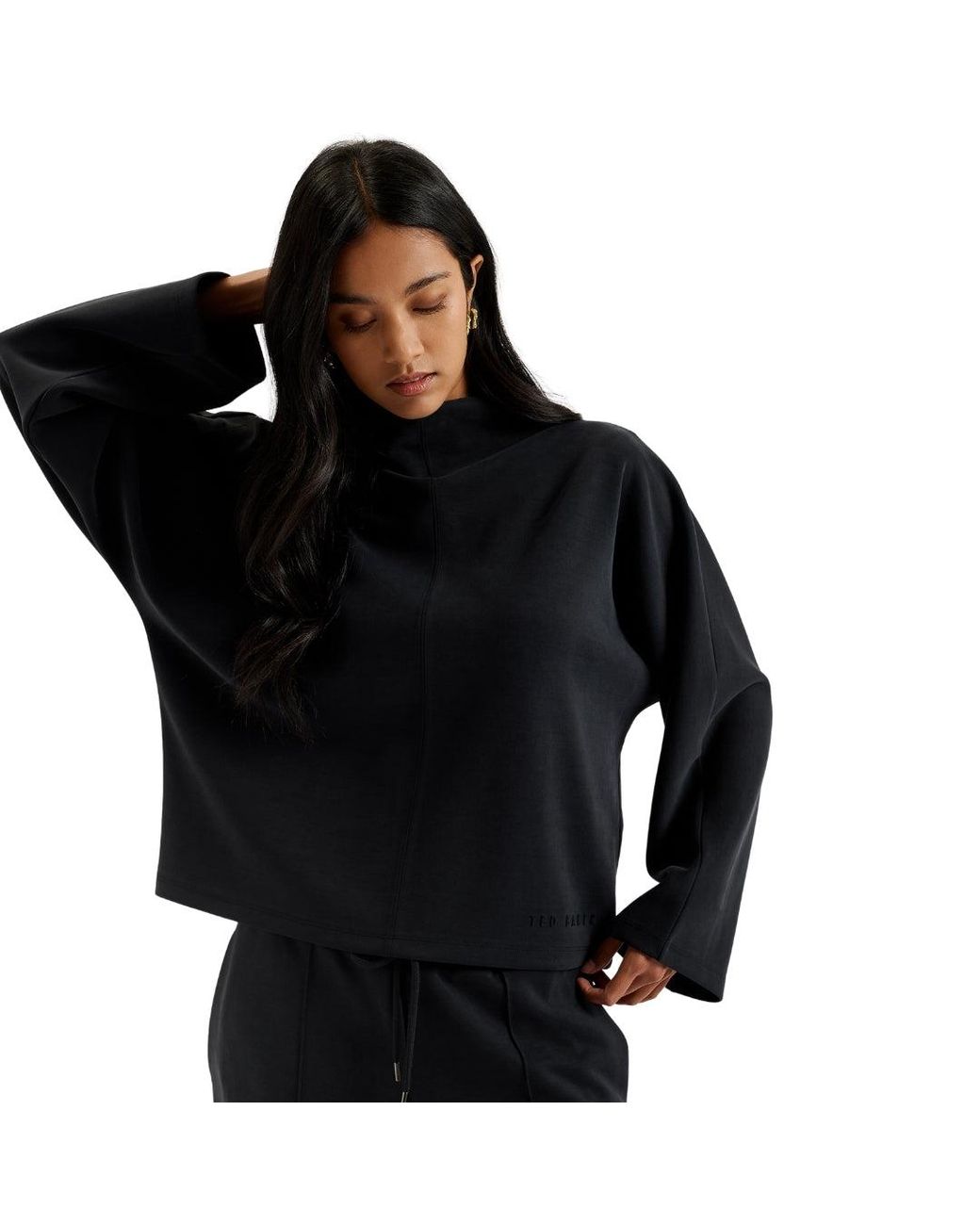 Ted Baker Black Kenseyy Cupro Funnel Neck Sweater