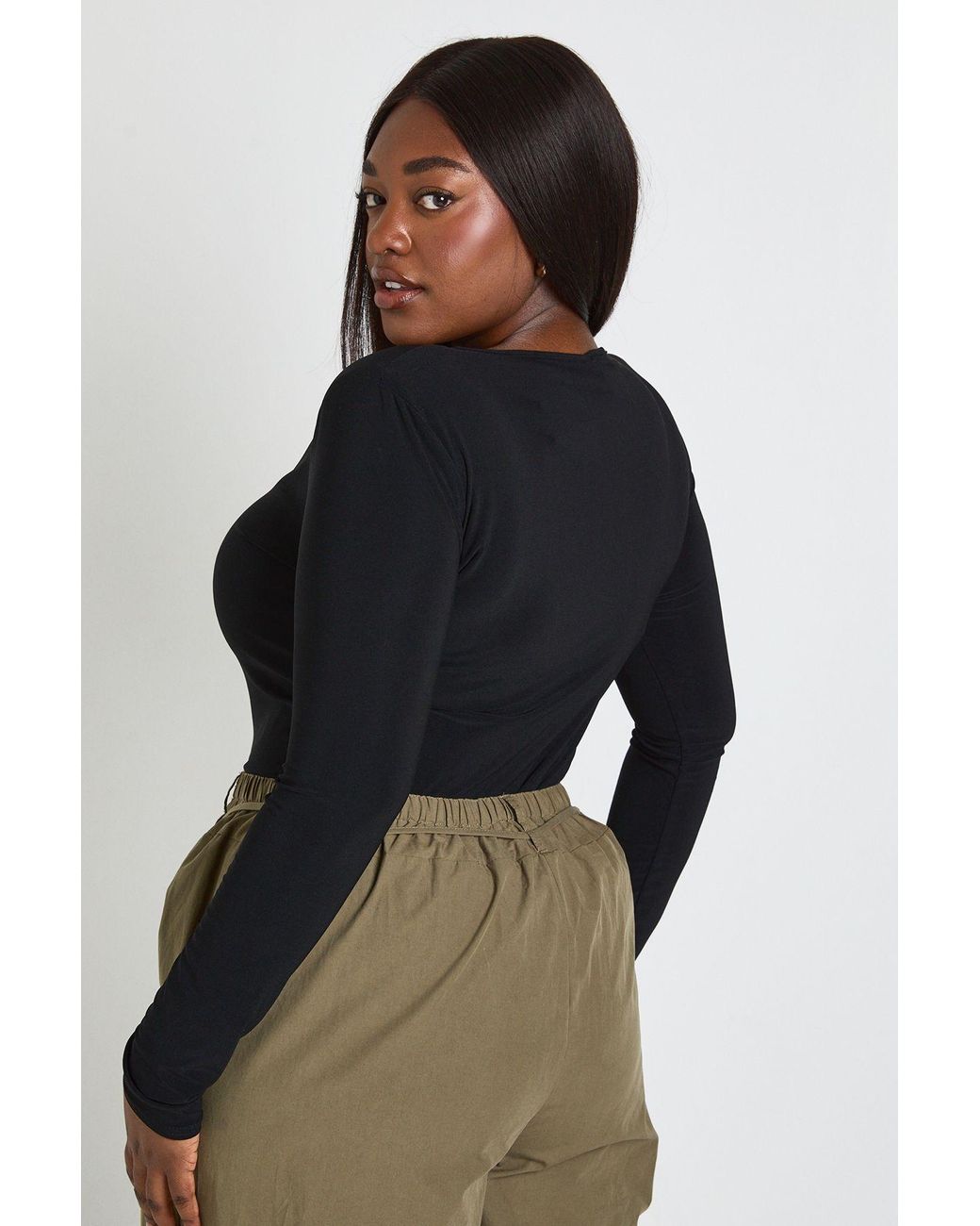 Boohoo Blue Plus Trim Keyhole Bodysuit