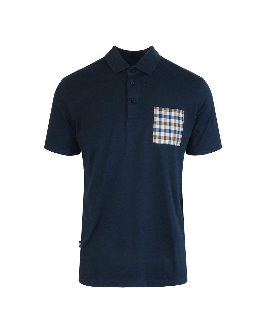 Aquascutum Blue Active Beach Sailor Check Polo Cotton for men