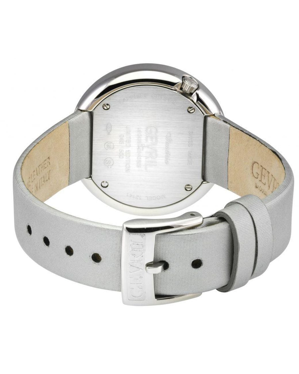 Gevril Gray Gandria Swiss Diamond Mop Dial, Genuine Italian Made Satin Watch