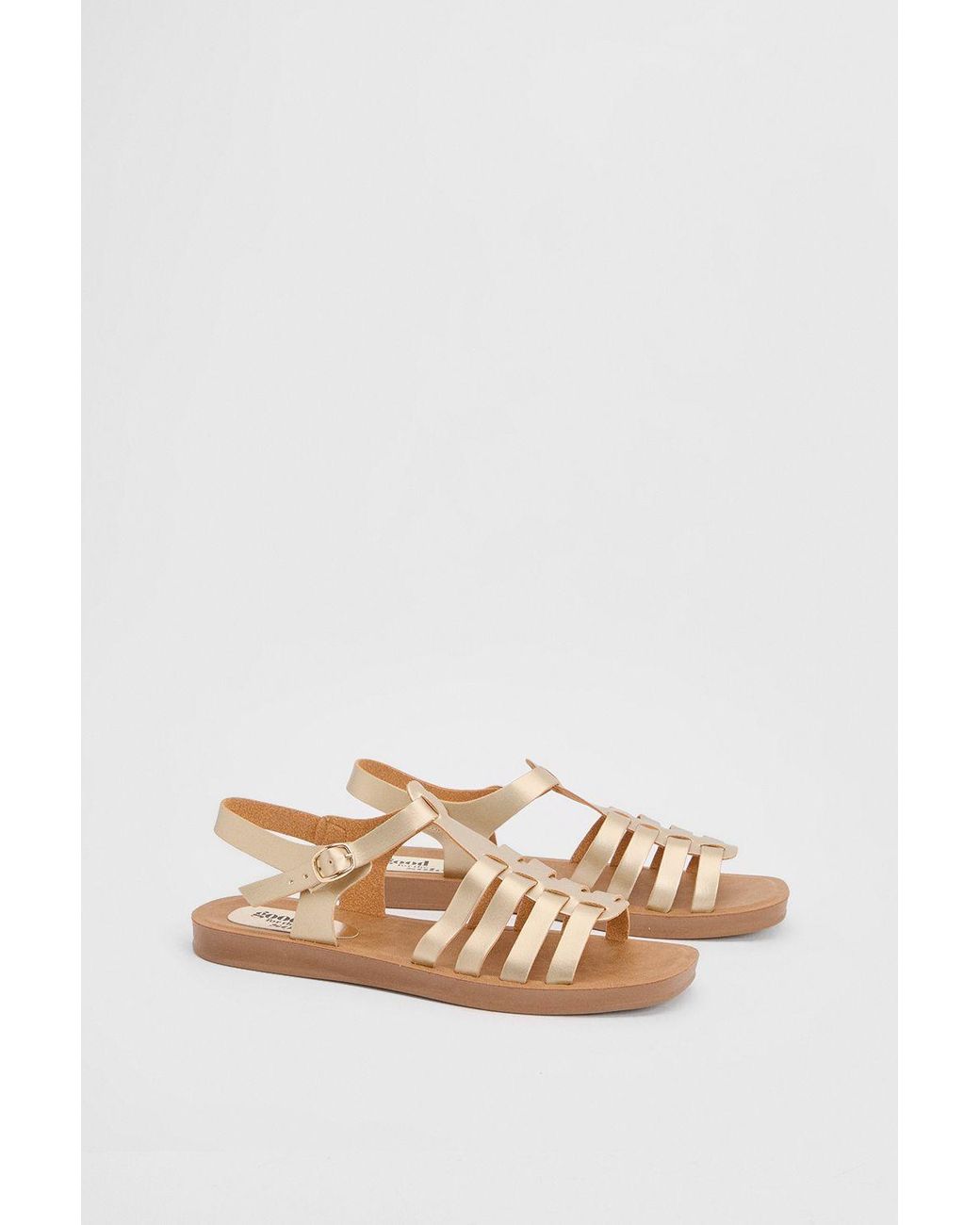 Good for the Sole Metallic Dami Faux Leather T-Bar Flexisole Flat Sandal