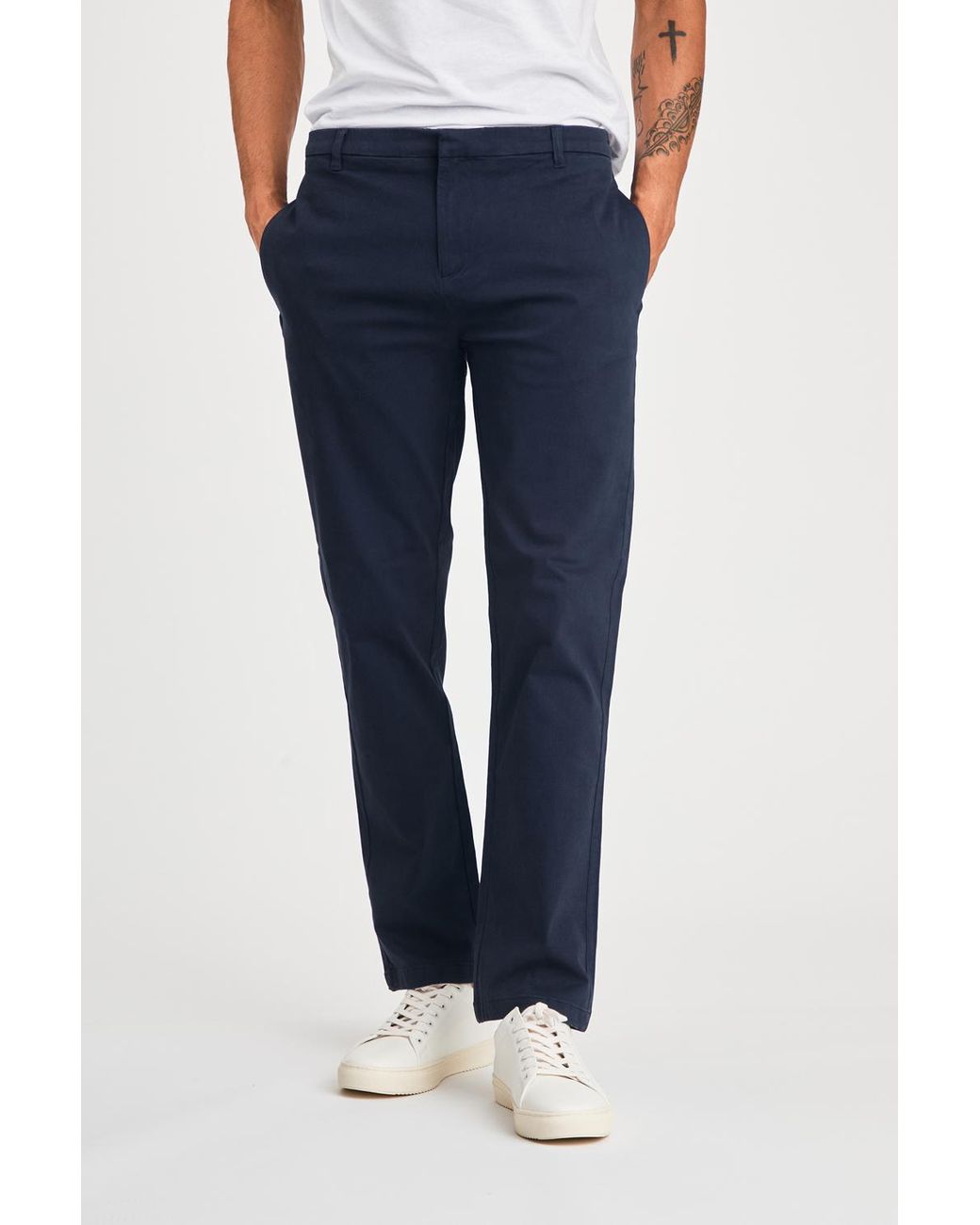 Nines Blue Cotton Straight Leg Trouser for men