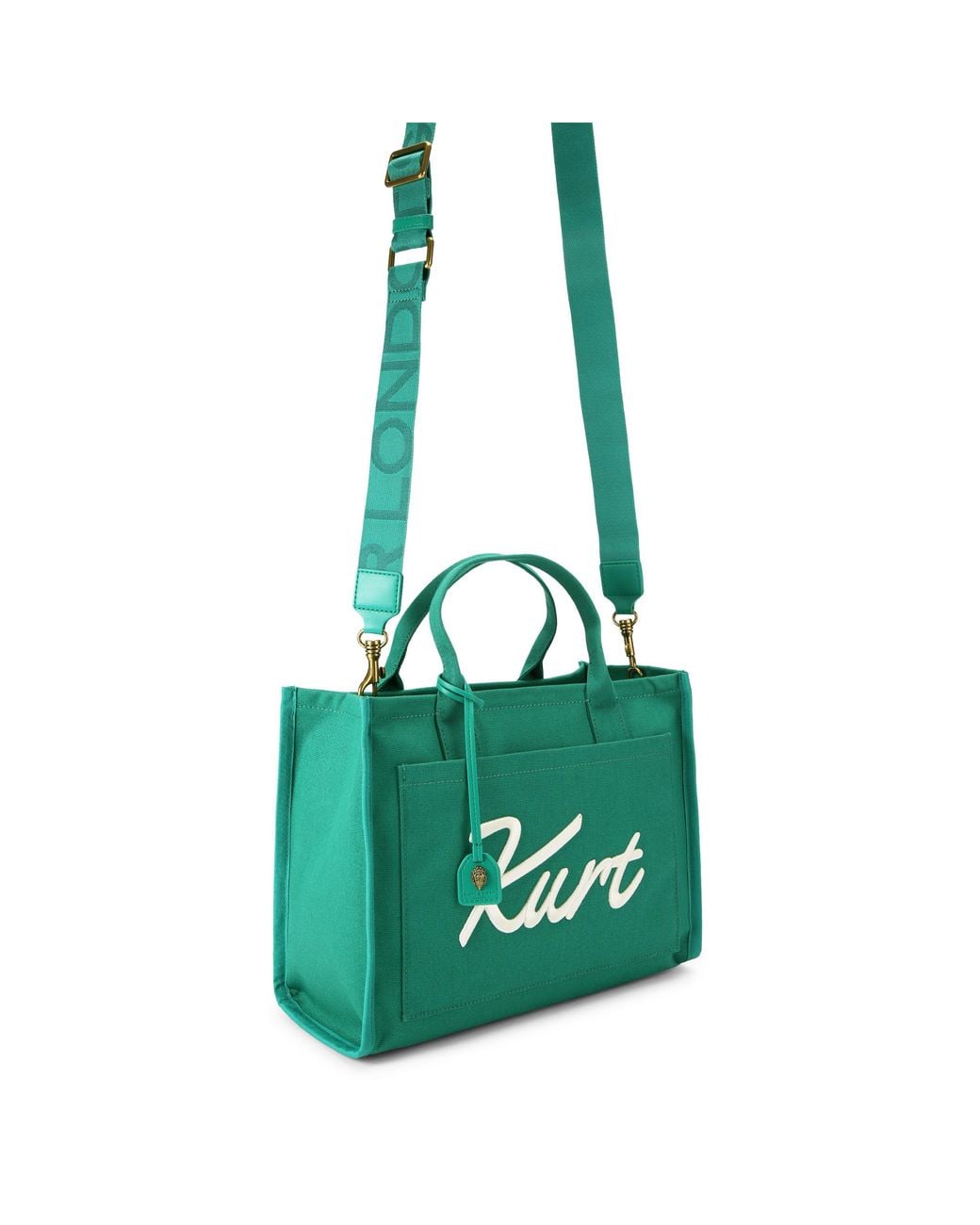 Kurt Geiger Green Canvas Kc Tote Bag
