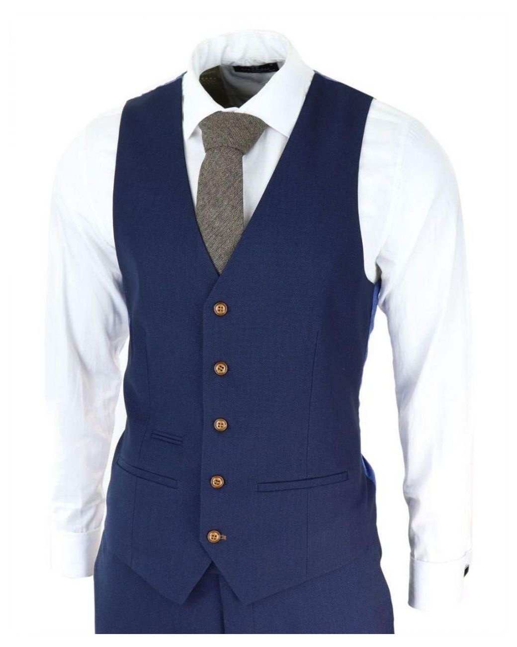 Paul Andrew Blue 3 Piece Birdseye Classic Suit Canvas for men
