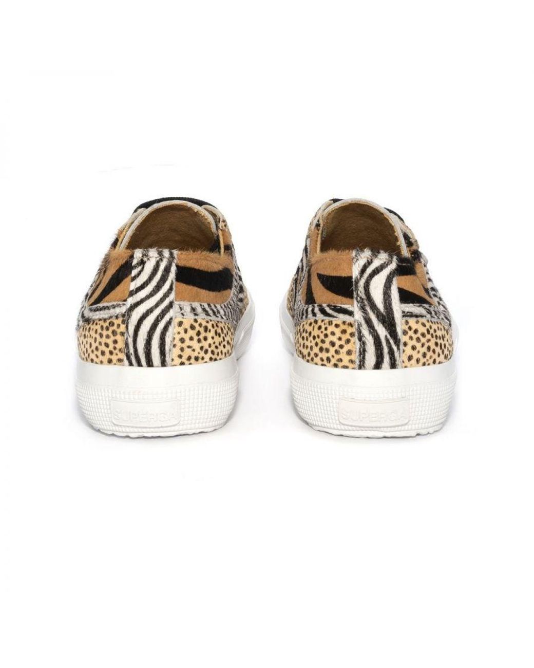 Superga Multicolor Ladies 2953 Cotu Animal Print Cowhide Leather Trainers