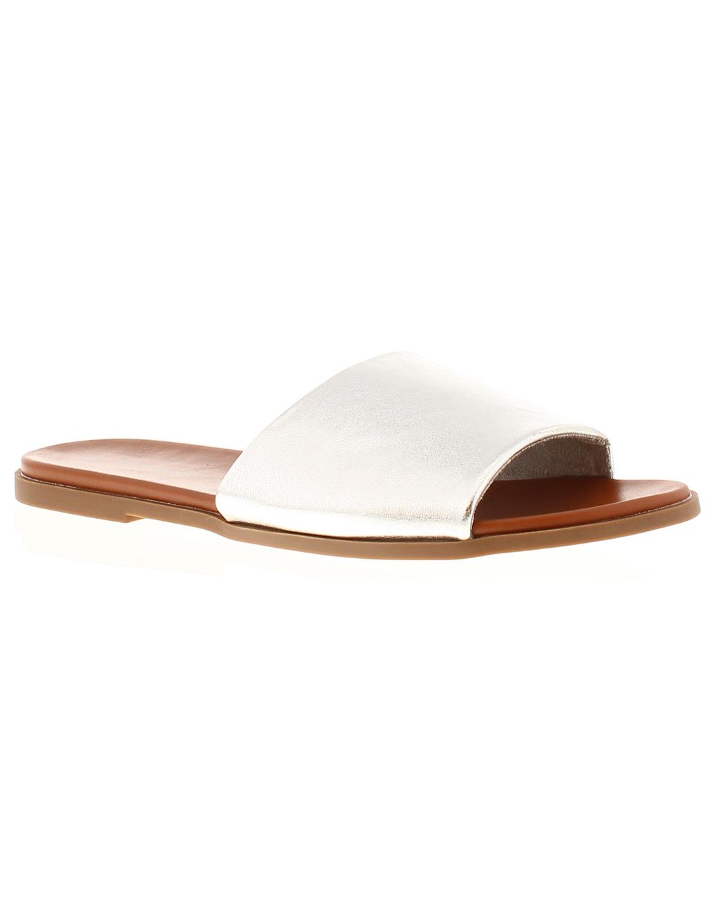 Platino Black Flat Sandals Selene Slip On