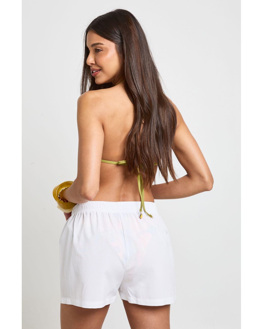 Boohoo White Essentials Textured Beach Shorts