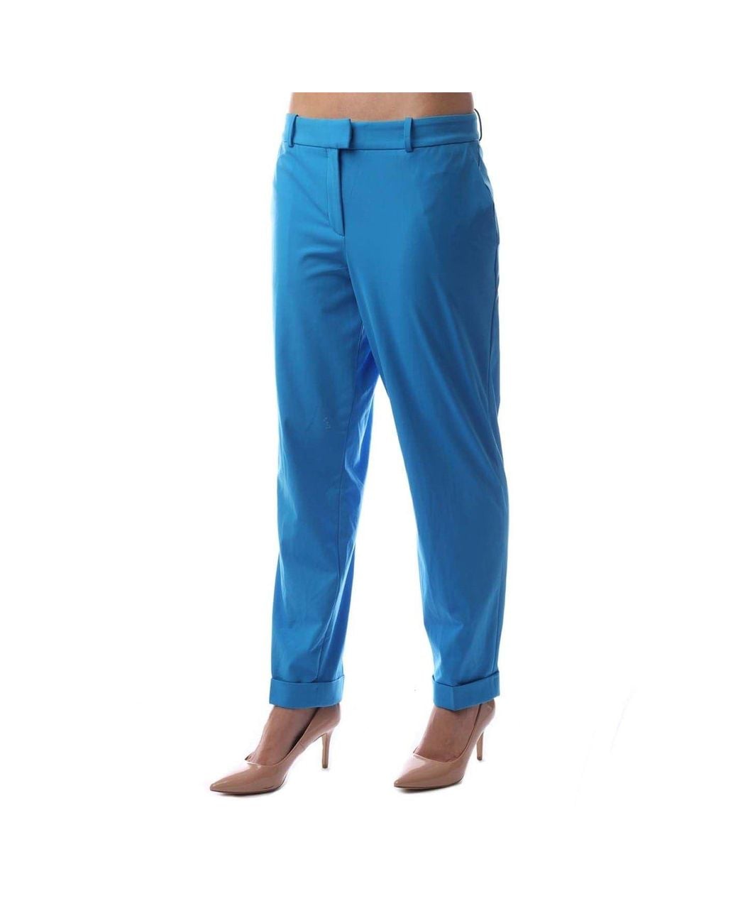 Boss Blue Solid Patterned Straight Chinos