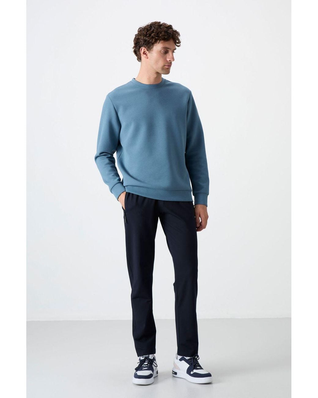 TOMMY LIFE Blue Regular Fit Straight-Leg Sweatpants for men