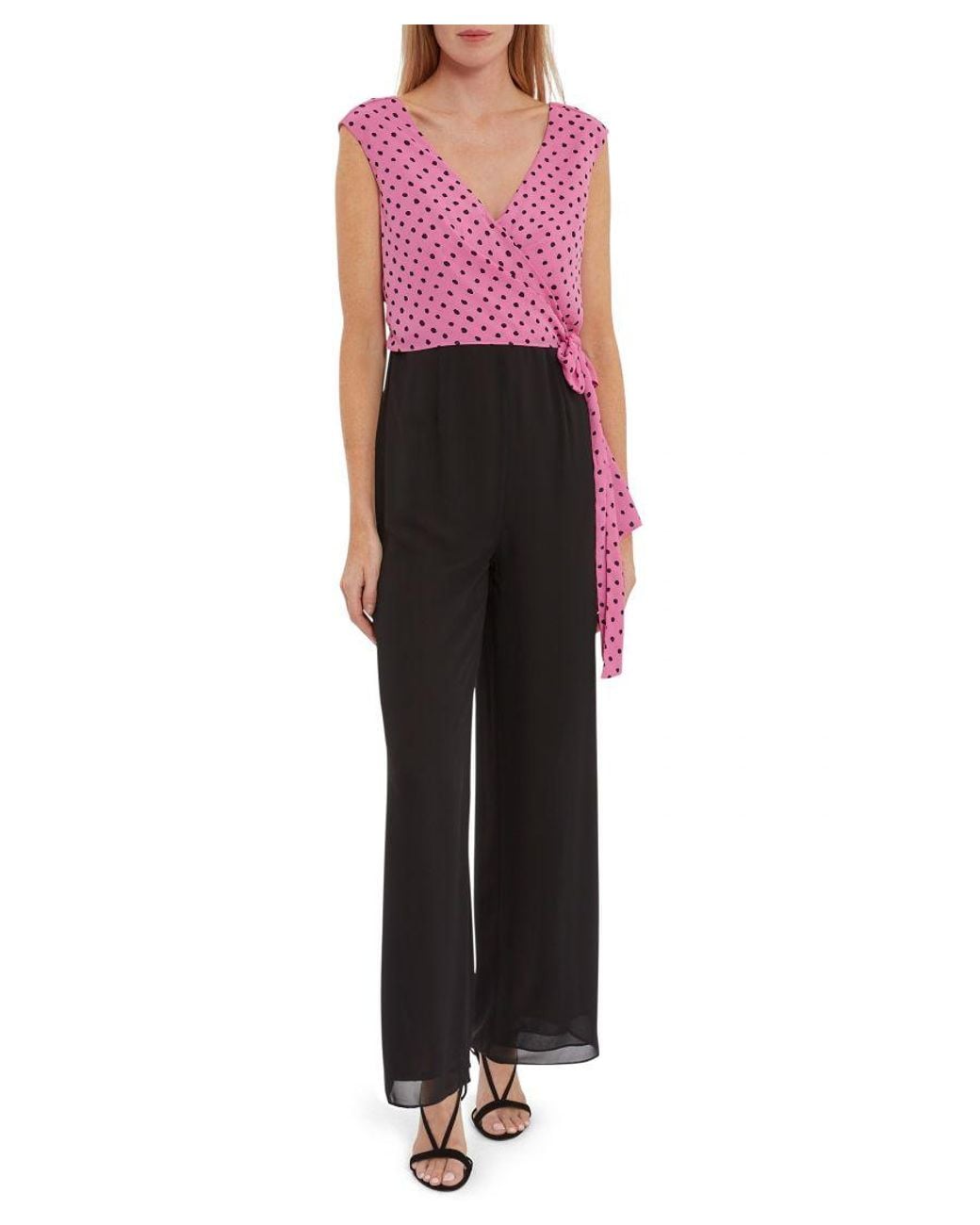 Gina Bacconi Purple Milana Chiffon Jumpsuit With Spot Bodice