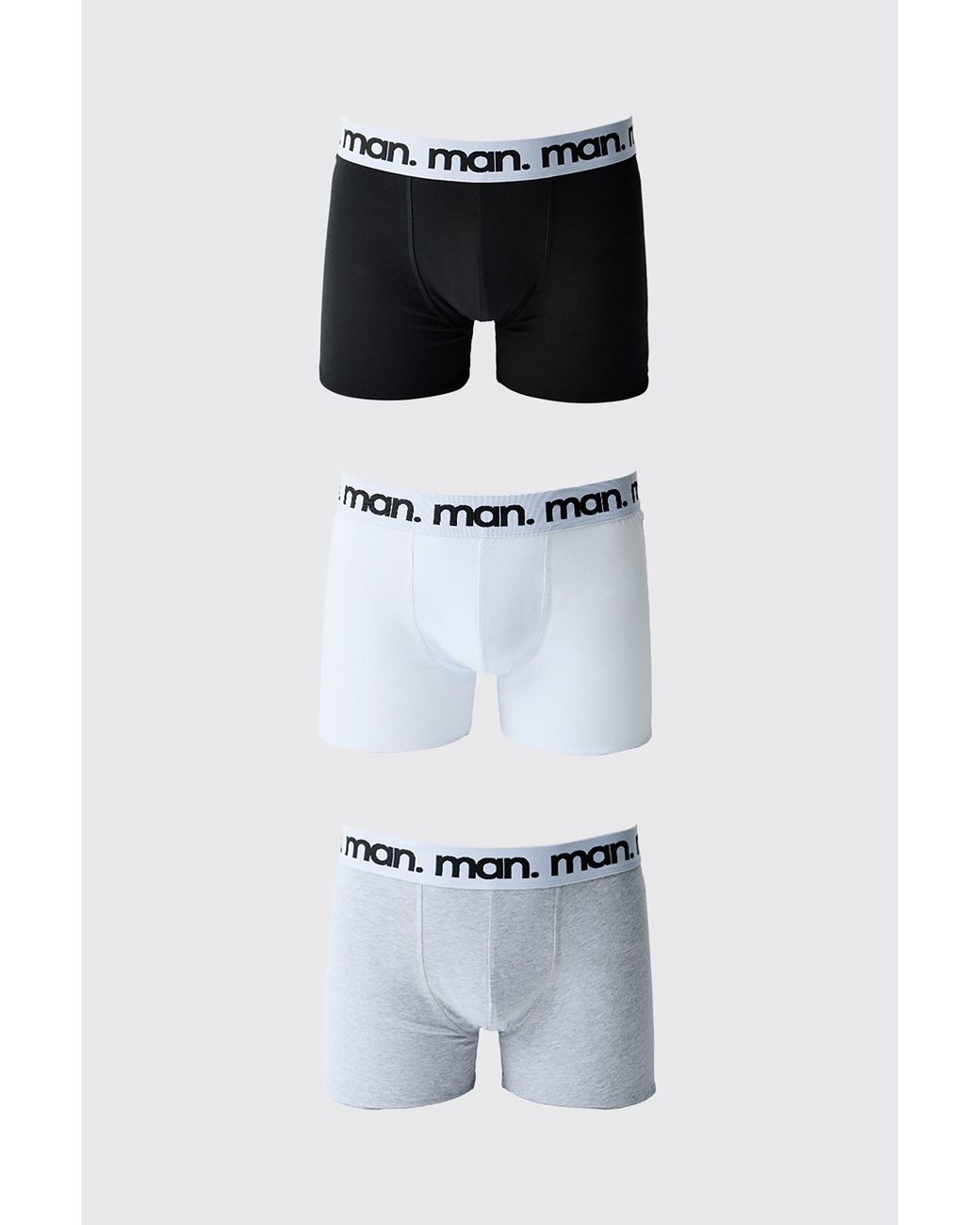 BoohooMAN White 3 Pack Multi Boxers for men