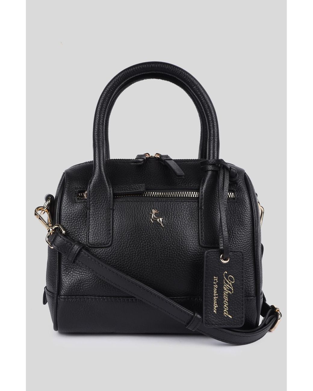 Ashwood Leather Black 'Moda Siciliana' Real Tote Crossbody Bag