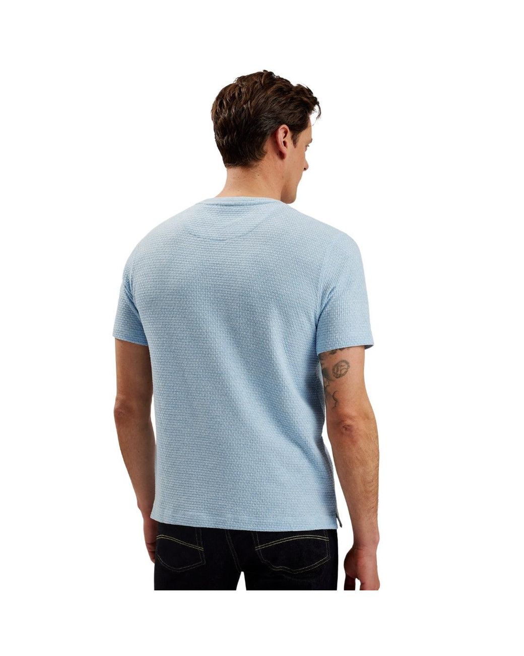 Ted Baker Blue Curlys Regular Textured T-Shirt for men