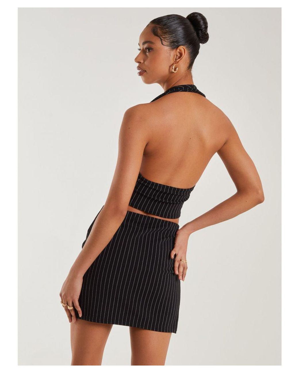 Pink Vanilla Black Pinstripe Eyelet Waistcoat