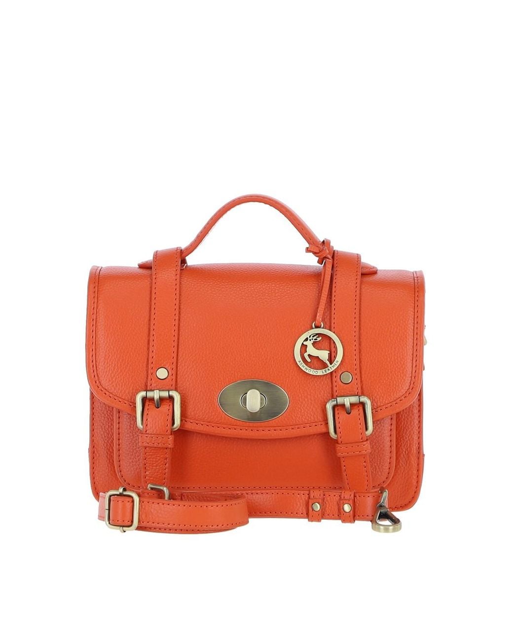 Ashwood Leather Orange Stylish Real Large Satchel Bag