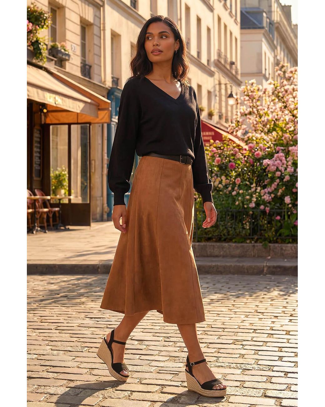 Roman Black Plain V-Neck Stretch Jumper