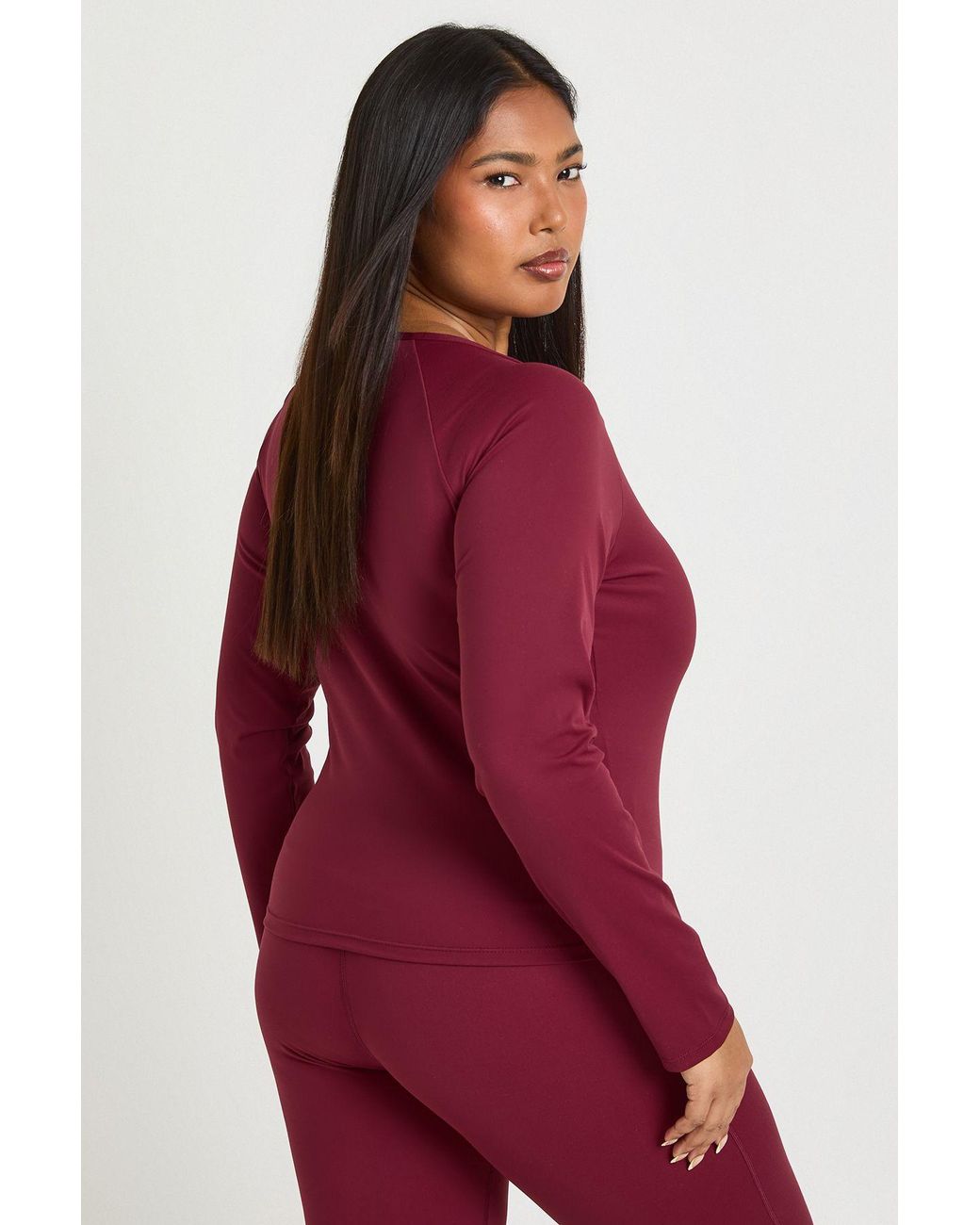 Boohoo Red Plus Supersoft Seam Detail Long Sleeve Top