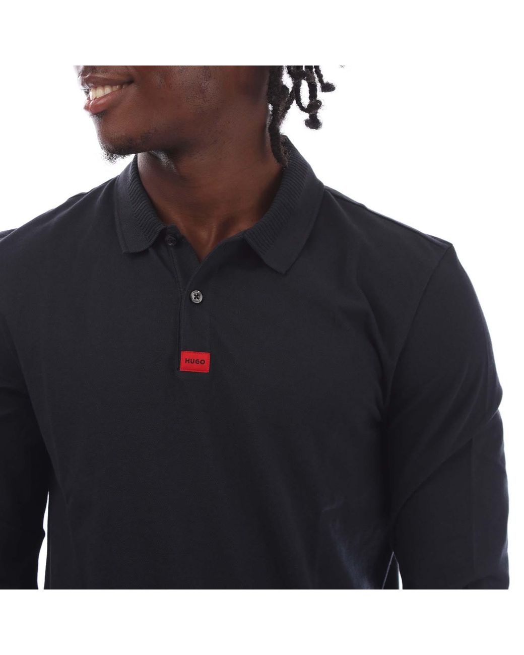 HUGO Blue Deresolo222 Long Sleeve Polo Shirt for men