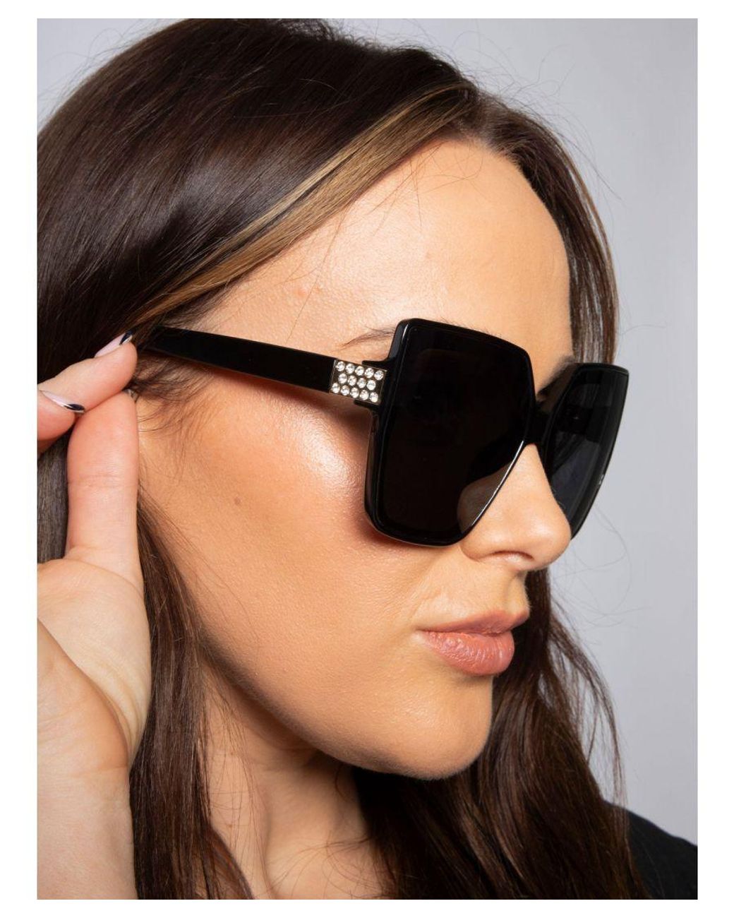SVNX Blue Oversize Cateye Sunglasses With Diamante Detail