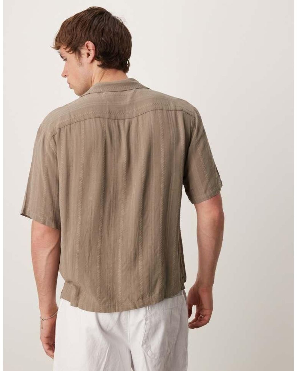 Abercrombie & Fitch Natural Long Sleeve Cropped Lightweight Shirt for men