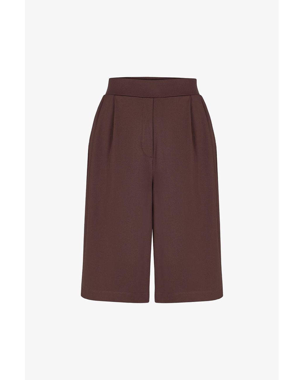 Penti Brown High-Waist Pleated Wide-Leg Shorts