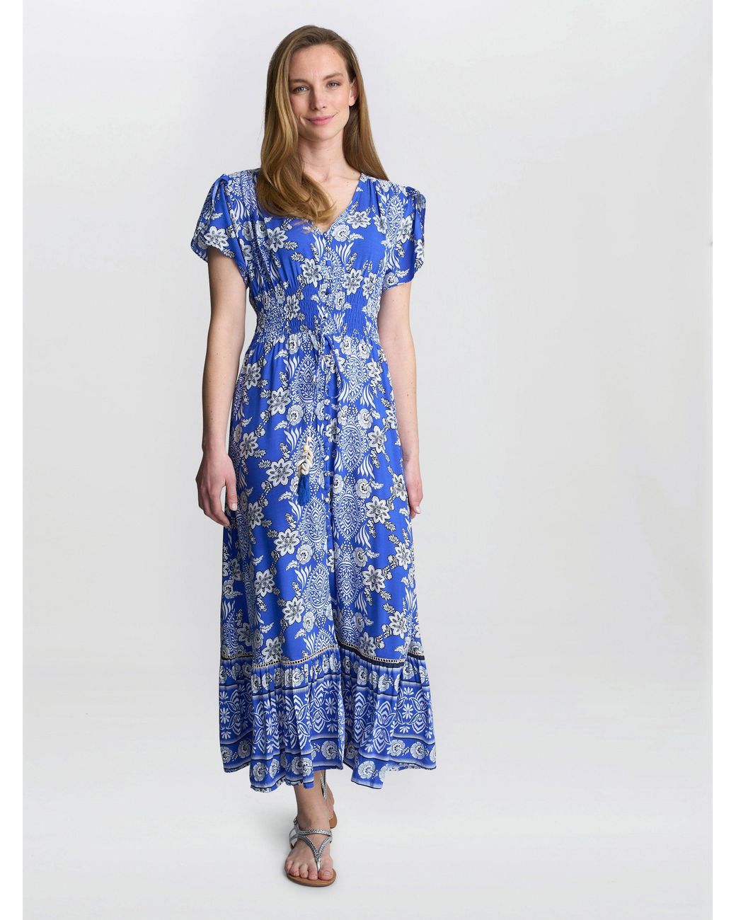 Gina Bacconi Blue Gabi Button Down Dress