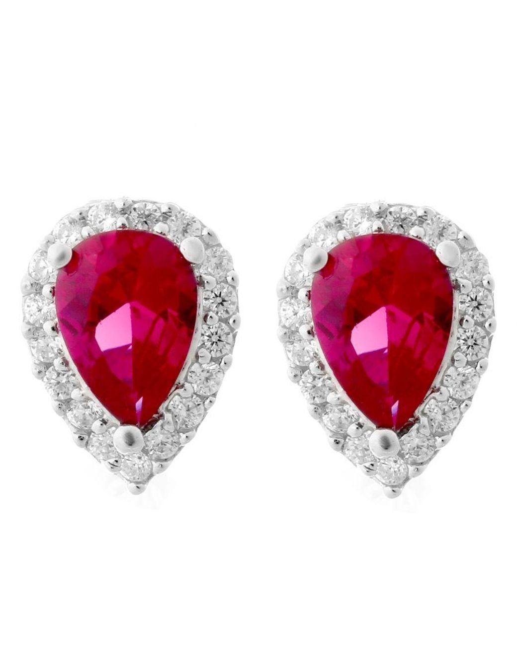 Orphelia Red 'Enora' 925 Sterling Stud Earrings