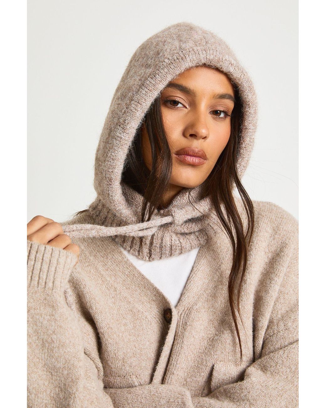Boohoo Natural Fluffy Knitted Snood