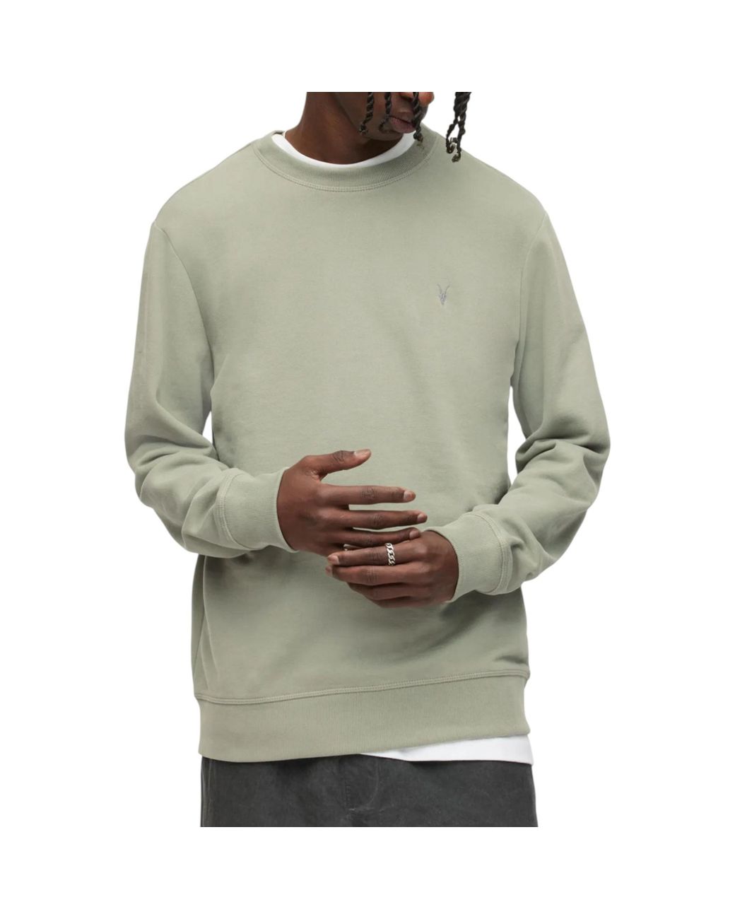 AllSaints Gray Sweatshirts As Crew Neck Casual Pullover Winter Jumper for men