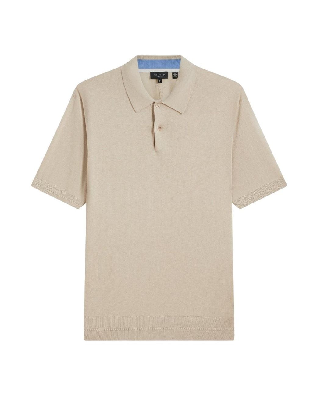 Ted Baker Natural Nickk Knitted Polo Shirt Silk for men