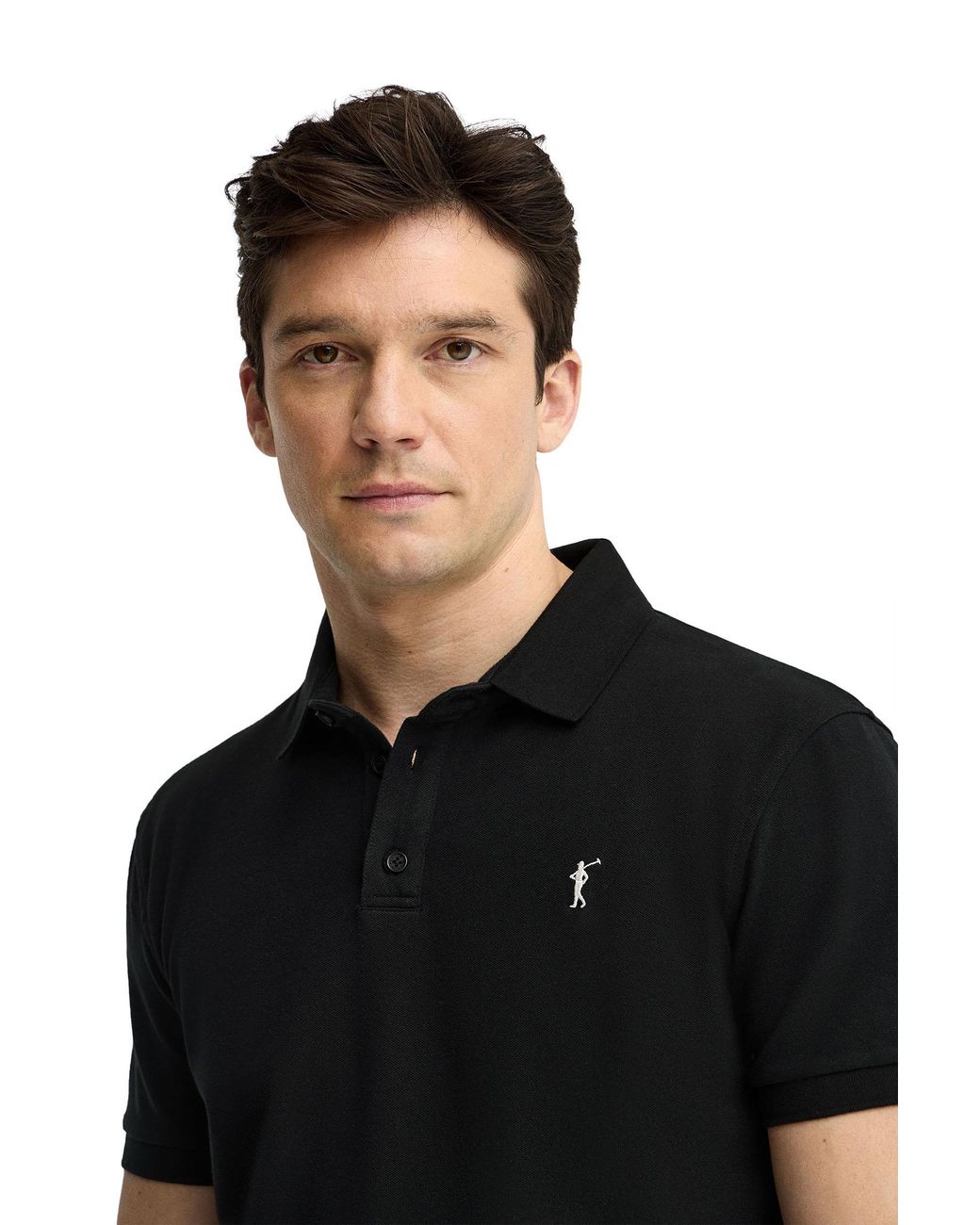 POLO CLUB Black Slim Fit Polo-Shirt-S-S6 for men