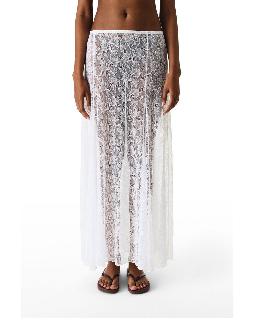 Penti White Long Lace Knit Maxi Skirt