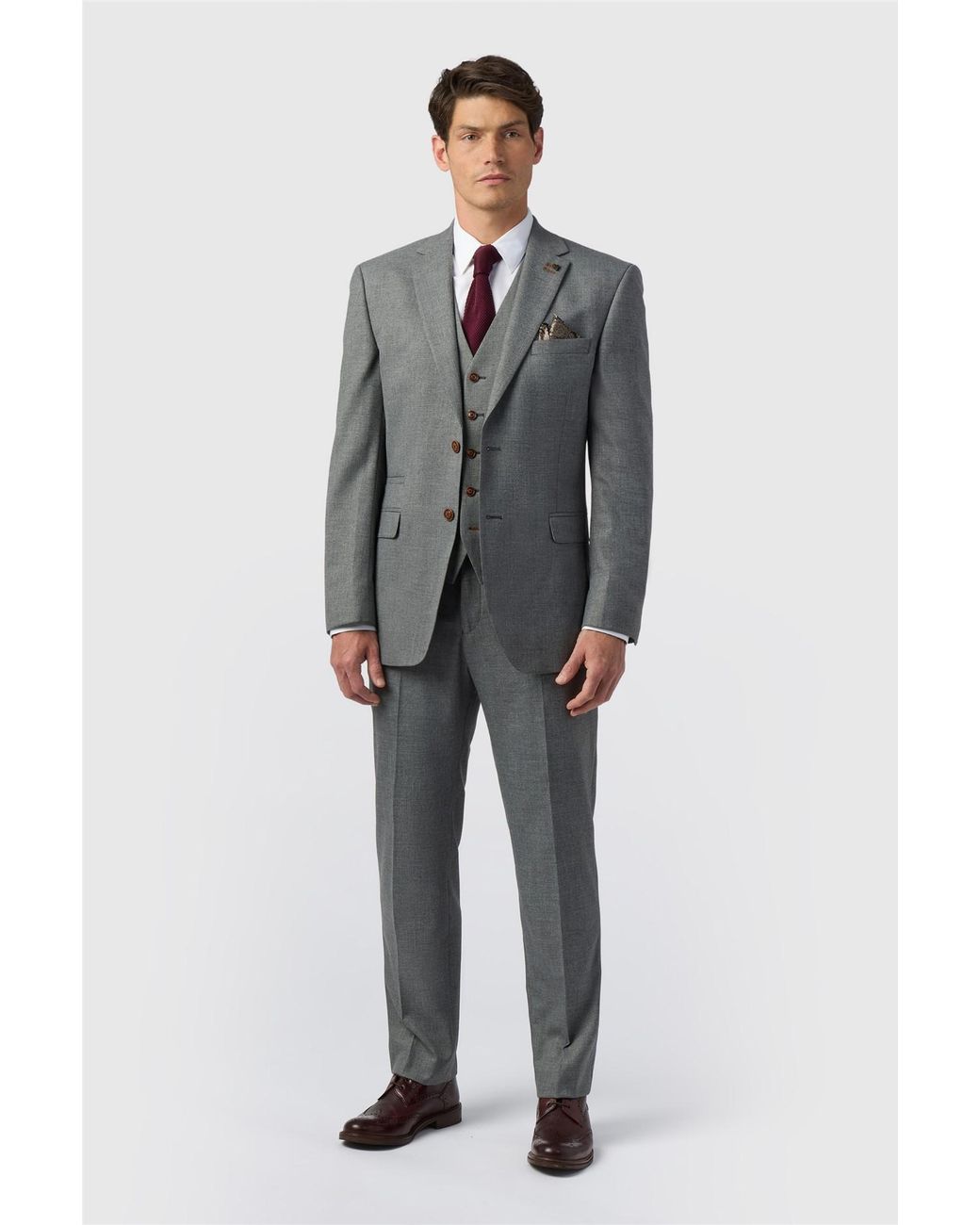 Antique Rogue Gray Single Breasted Long Sleeve Two Button Regular Suit Jacket for men
