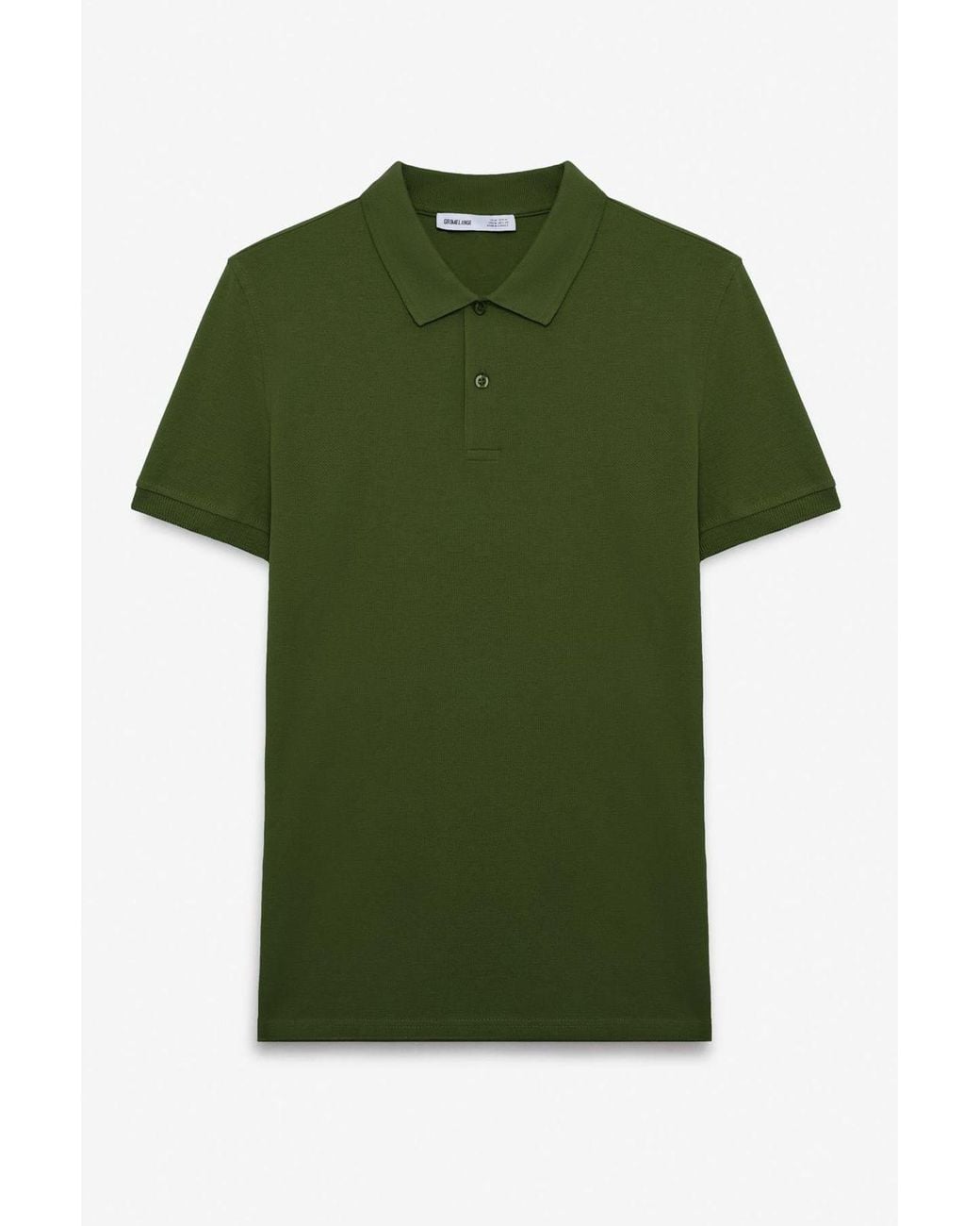 Grimelange Green Polo Collar Button T-Shirt for men