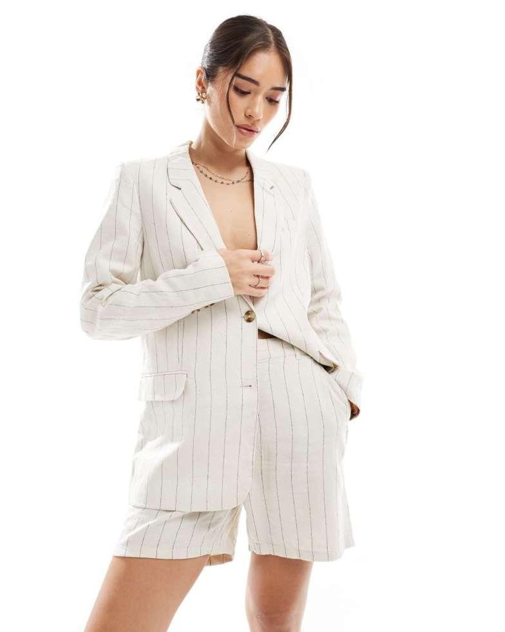 Vero Moda White Mix And Match Linen Touch Tailored Shorts Co-Ord