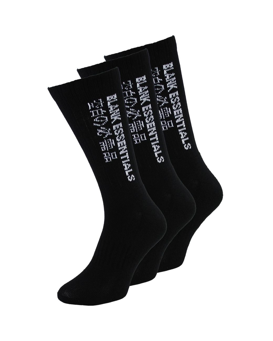 Blank Essentials Black 3 Pairs Cotton Sport Crew Socks for men
