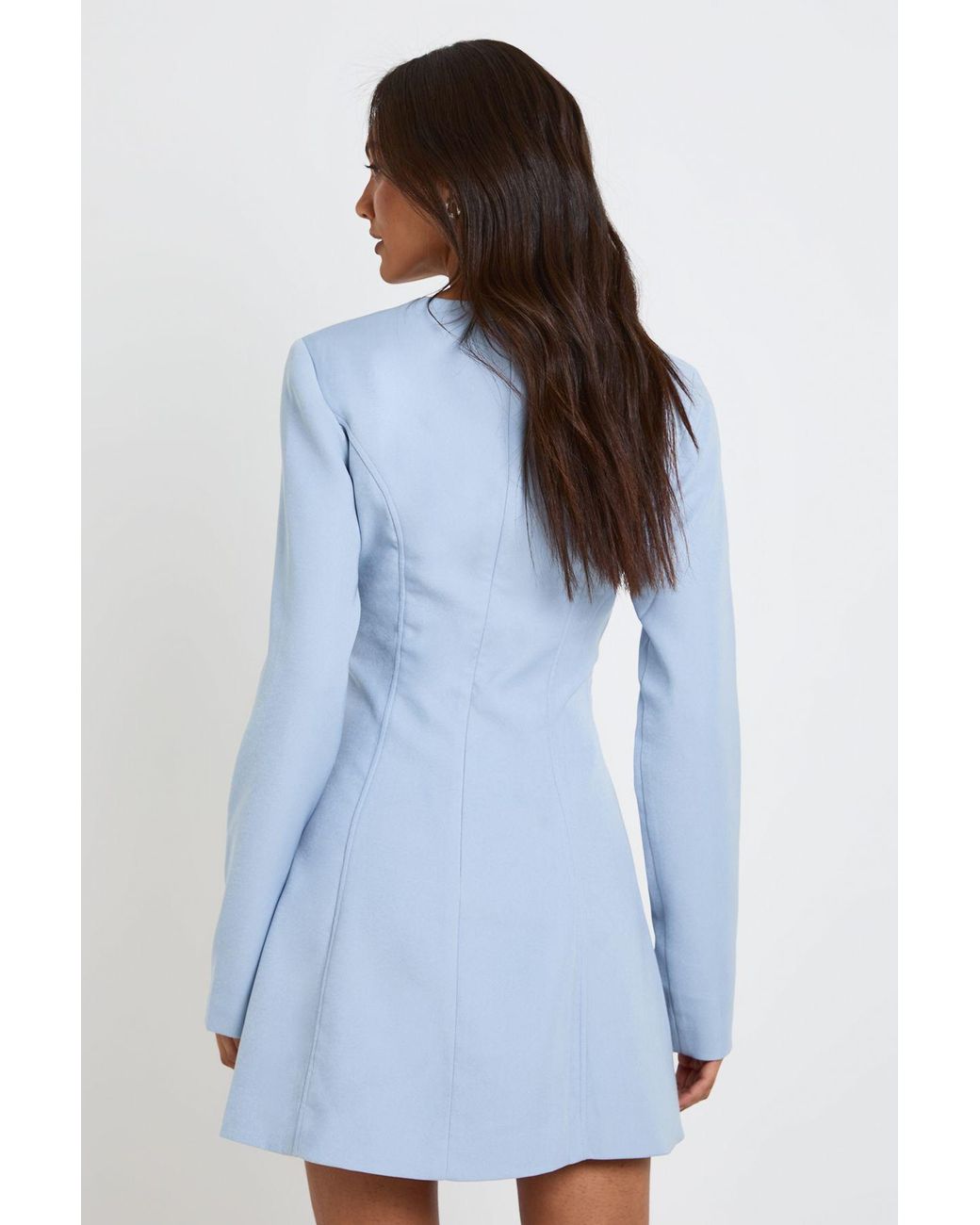 Boohoo Blue Tall Long Sleeve Tailored Shift Dress