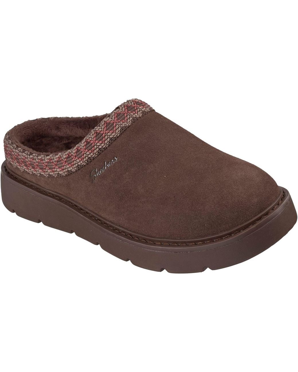 Skechers Brown Keepsakes Cozy Cascade Leather Slippers