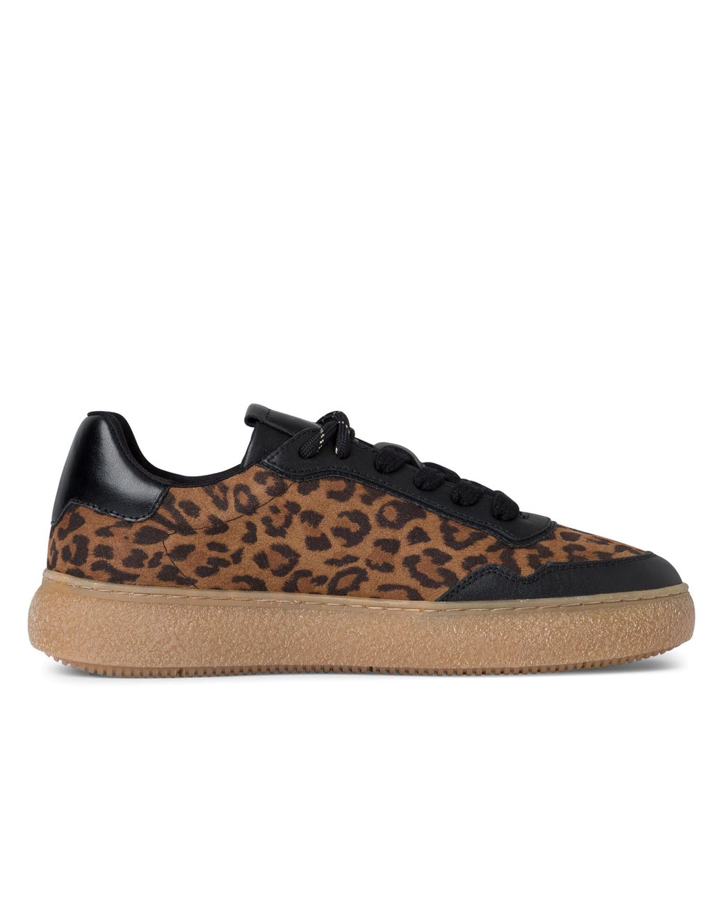 Tamaris Brown Leopard Leather Fashion Stripe Lace Up Sneakers