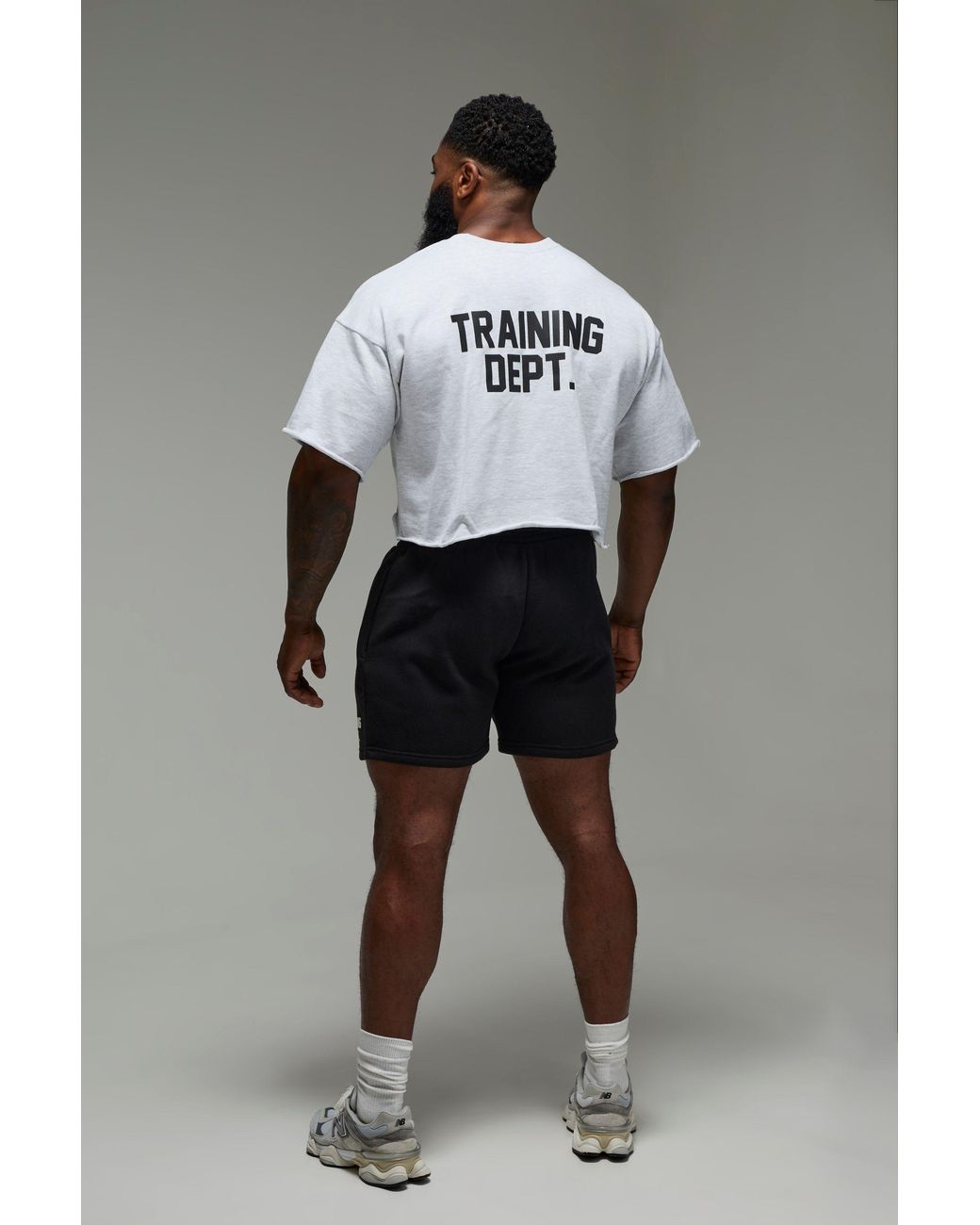 Boohoo Gray Active Training Dept Short Cropped Sleeve Sweat