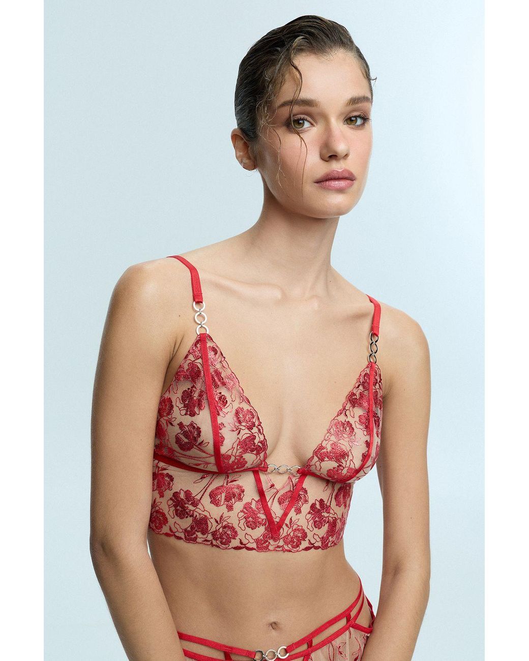 Penti Red Floral Lace Bralette