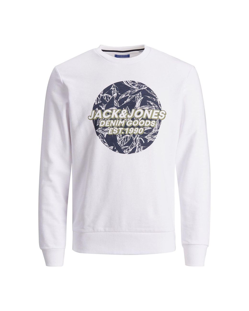 Jack & Jones White Jack&Jones Logo Printed Pullover Sweatshirt for men