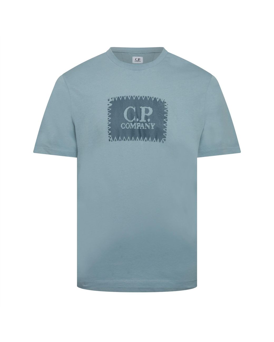 C P Company Blue 30/1 Jersey Logo Label T-Shirt for men