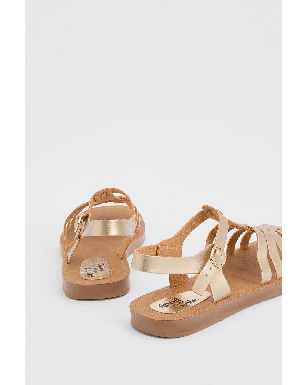 Good for the Sole Metallic Dami Faux Leather T-Bar Flexisole Flat Sandal