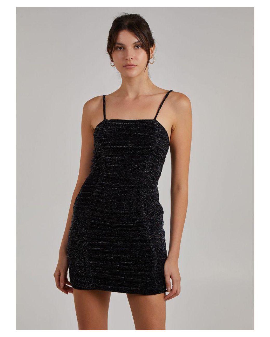Pink Vanilla Black Glitter Ruched Mini Dress