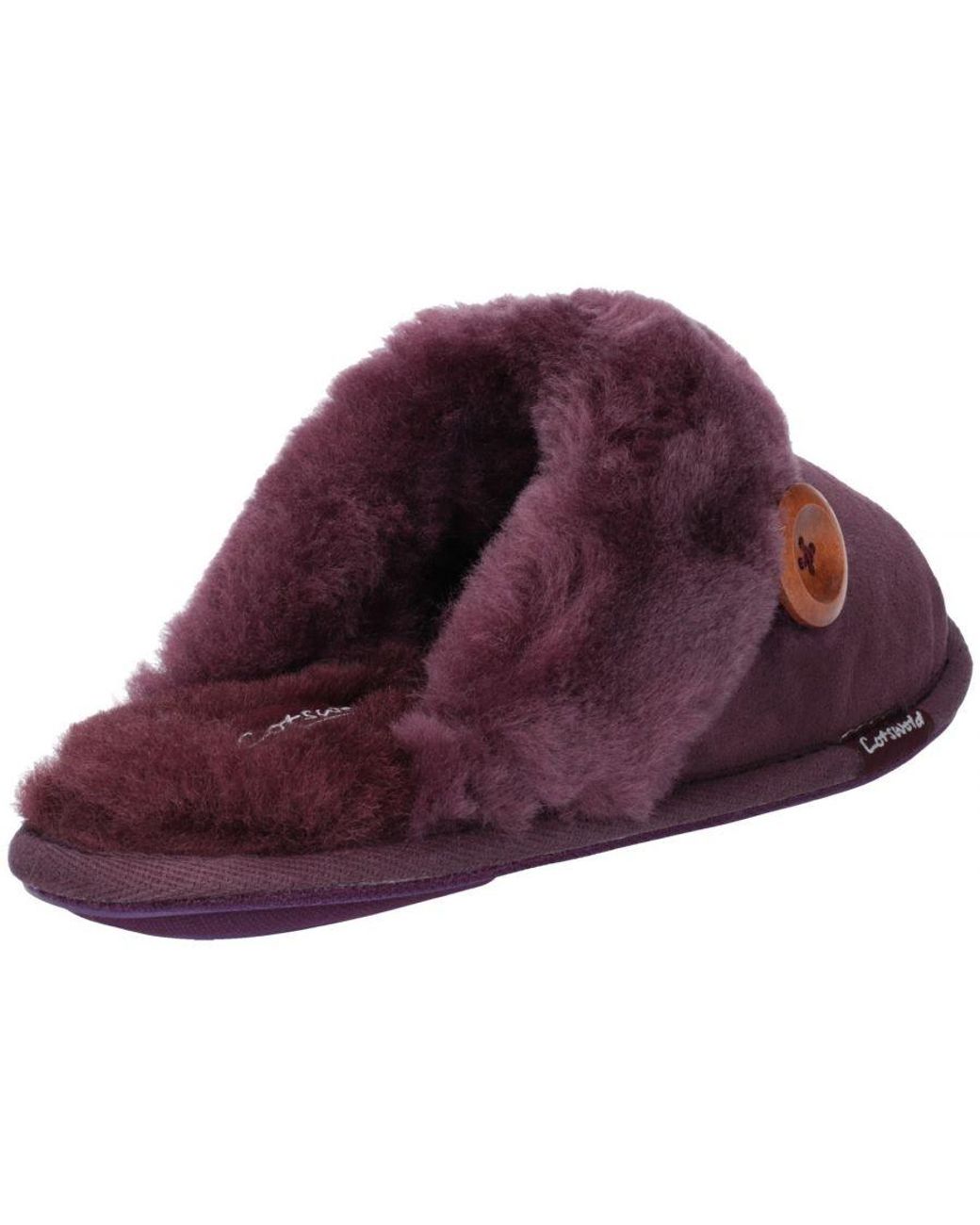 Cotswold Purple Lechlade Sheepskin Mule Slipper