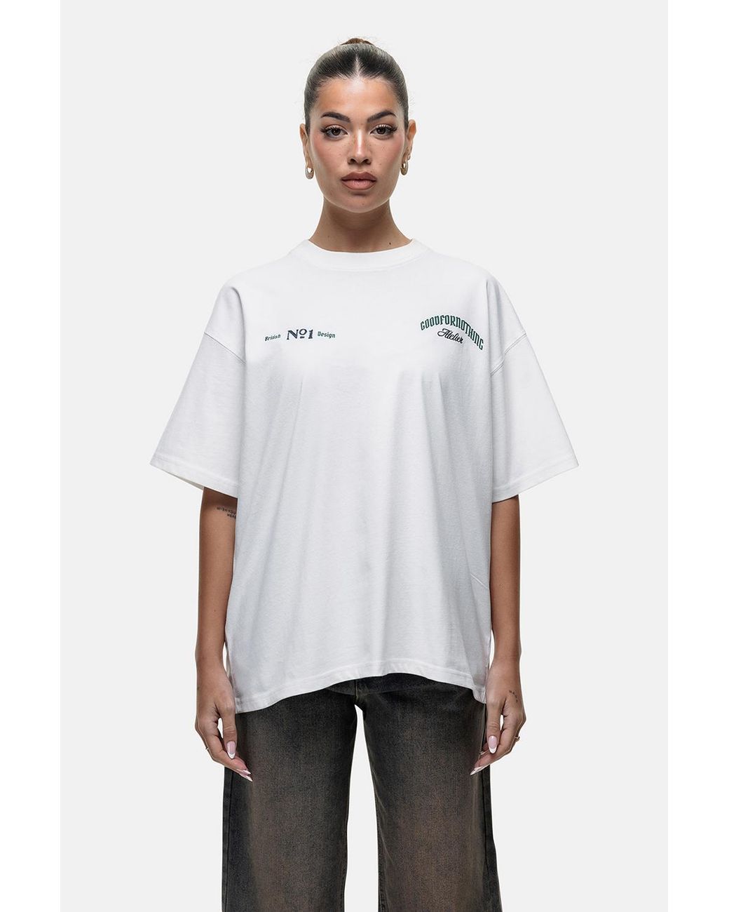 Good For Nothing White Graphic Back Print Oversized T-Shirt