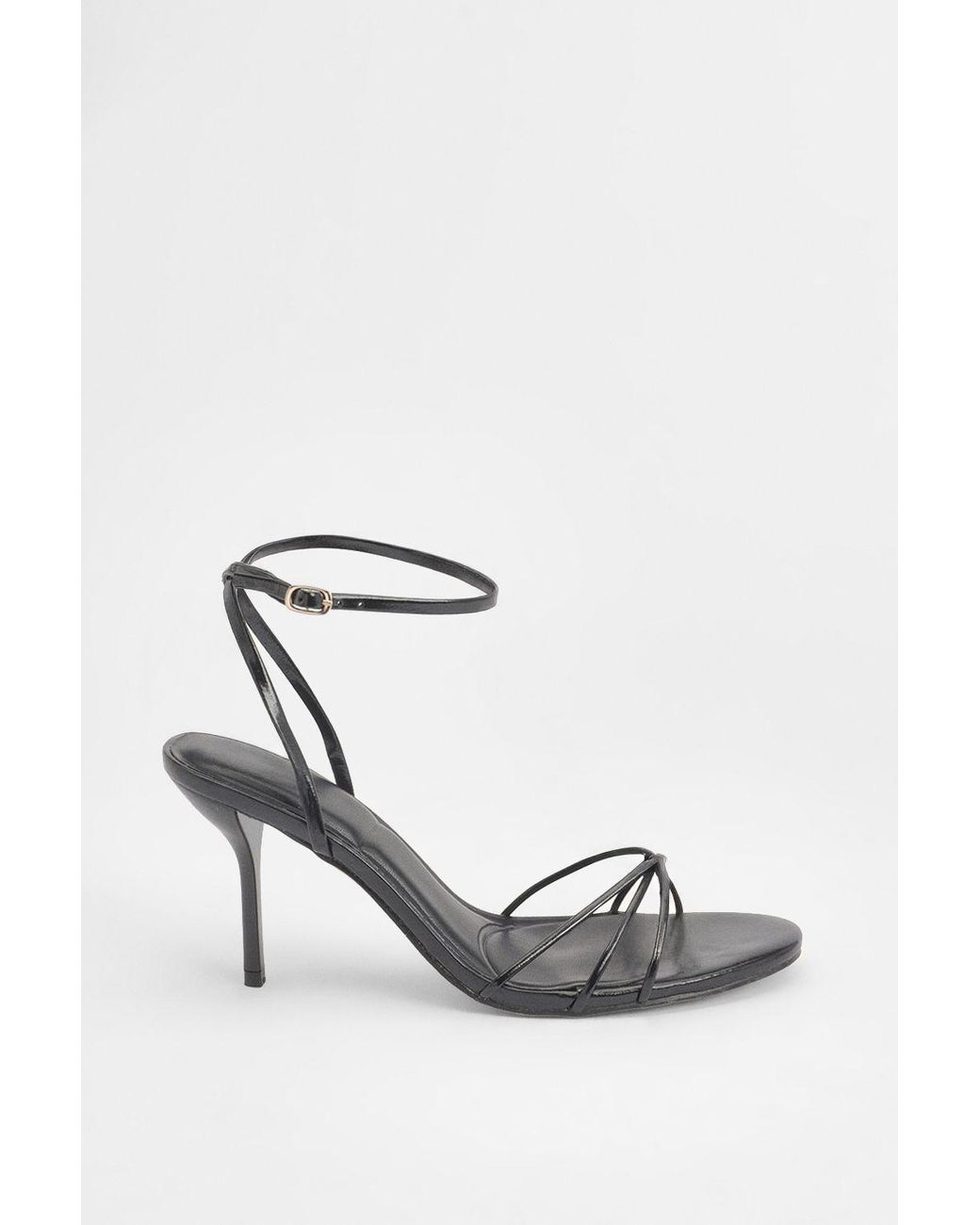 MissPap White Faux Leather Strappy High Stiletto Heel Sandals