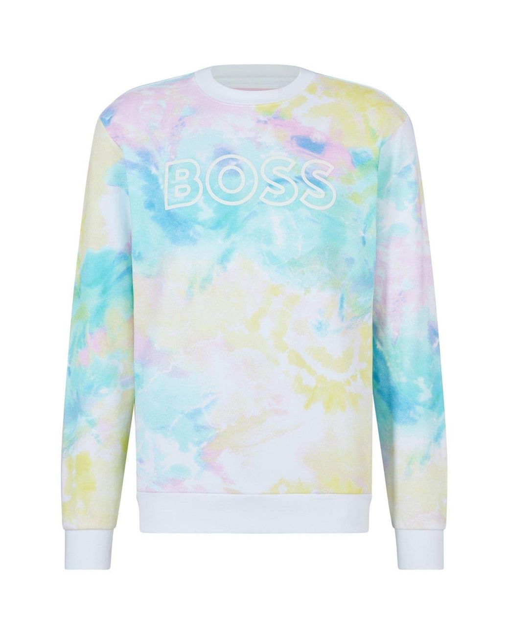 Boss Blue Regular Fit Lettering Crew Neck Sweater for men